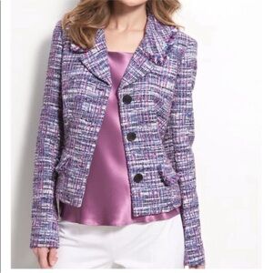 Lafayette 148 Purple Tweed Blazer Jacket size 8